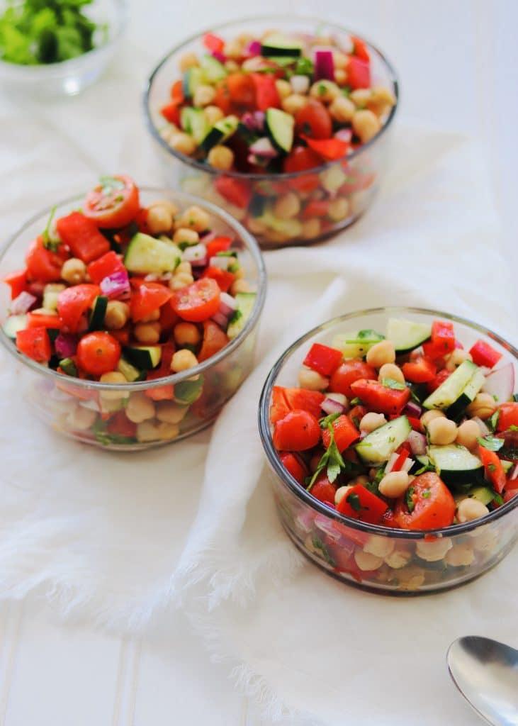 Greek Chickpea salad in meal prep containers