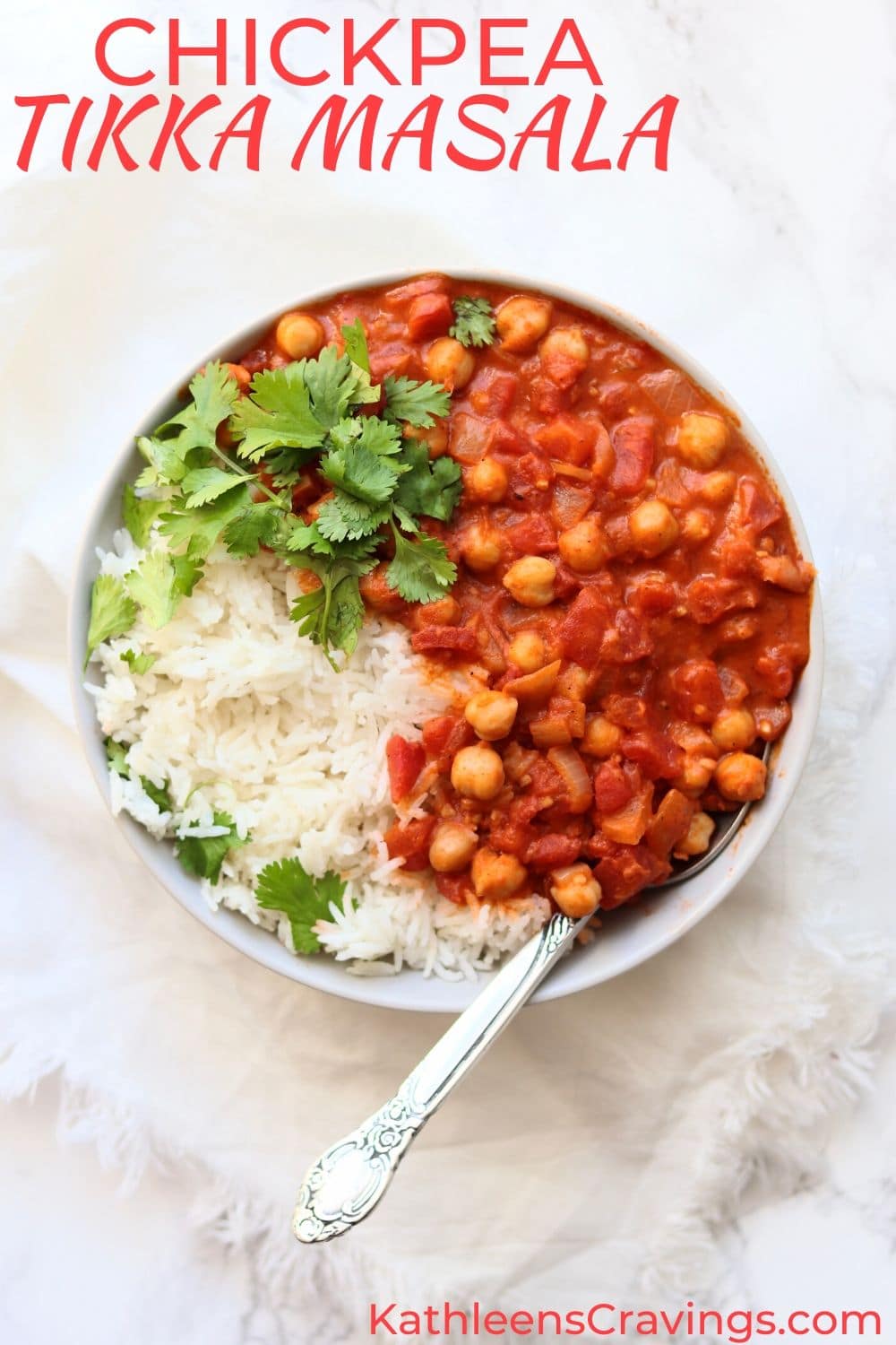 Chickpea Tikka Masala with text overlay