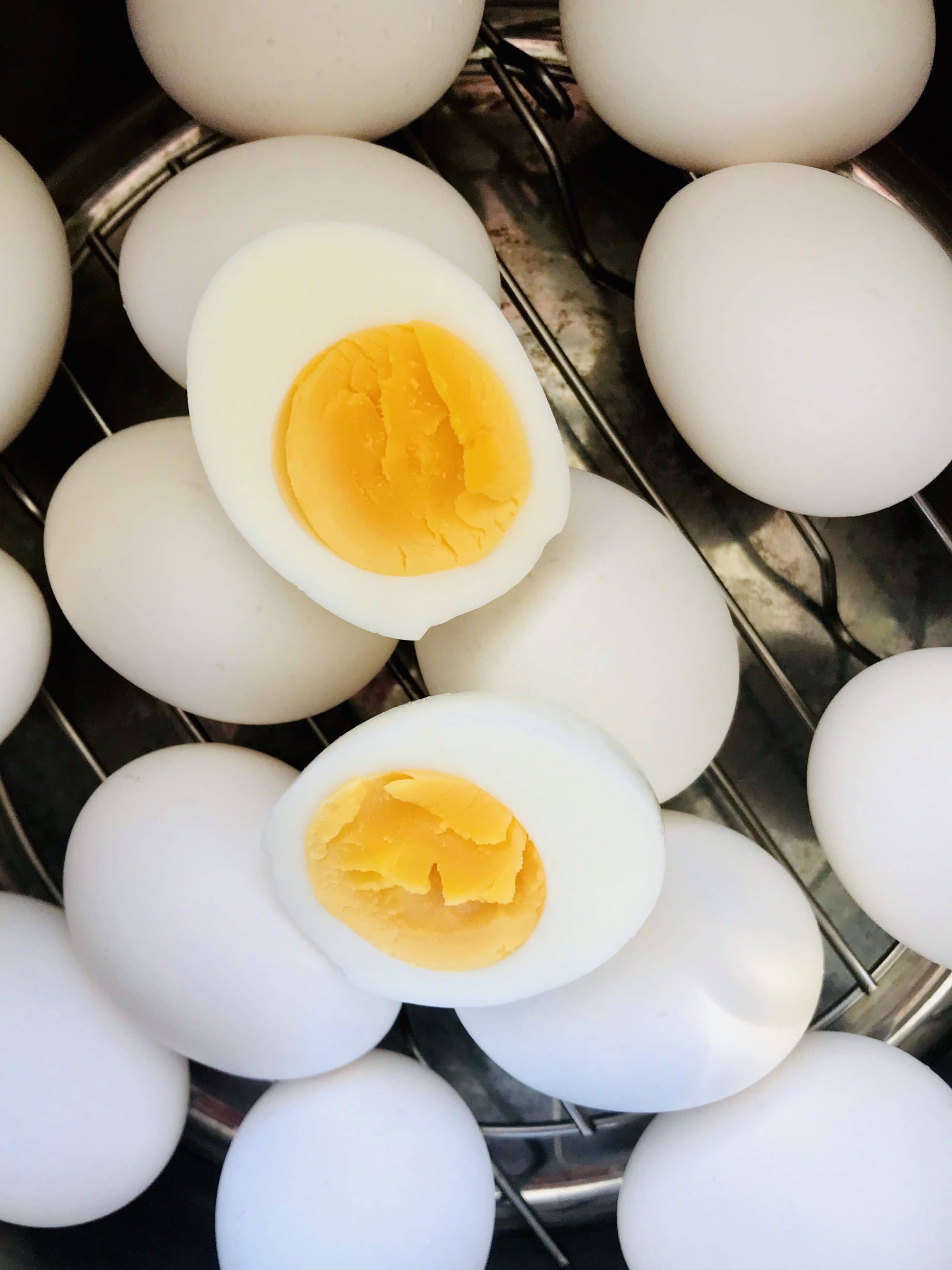Hard boiled eggs are a staple. From a quick, on-the go breakfast or snack to a key ingredient for deviled eggs, Cobb Salad, egg salad, and more. Instant Pot Hard Boiled eggs are even easier than the stovetop version and are MUCH easier to peel. How to at KathleensCravings.com #InstantPotEggs #EasyPeelEggs #IPHardBoiledEggs
