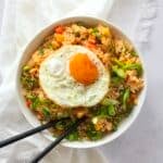 Kimchi fried rice with fried egg on top