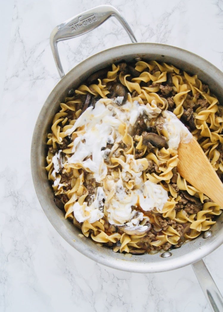 Beef Stroganoff with greek yogurt