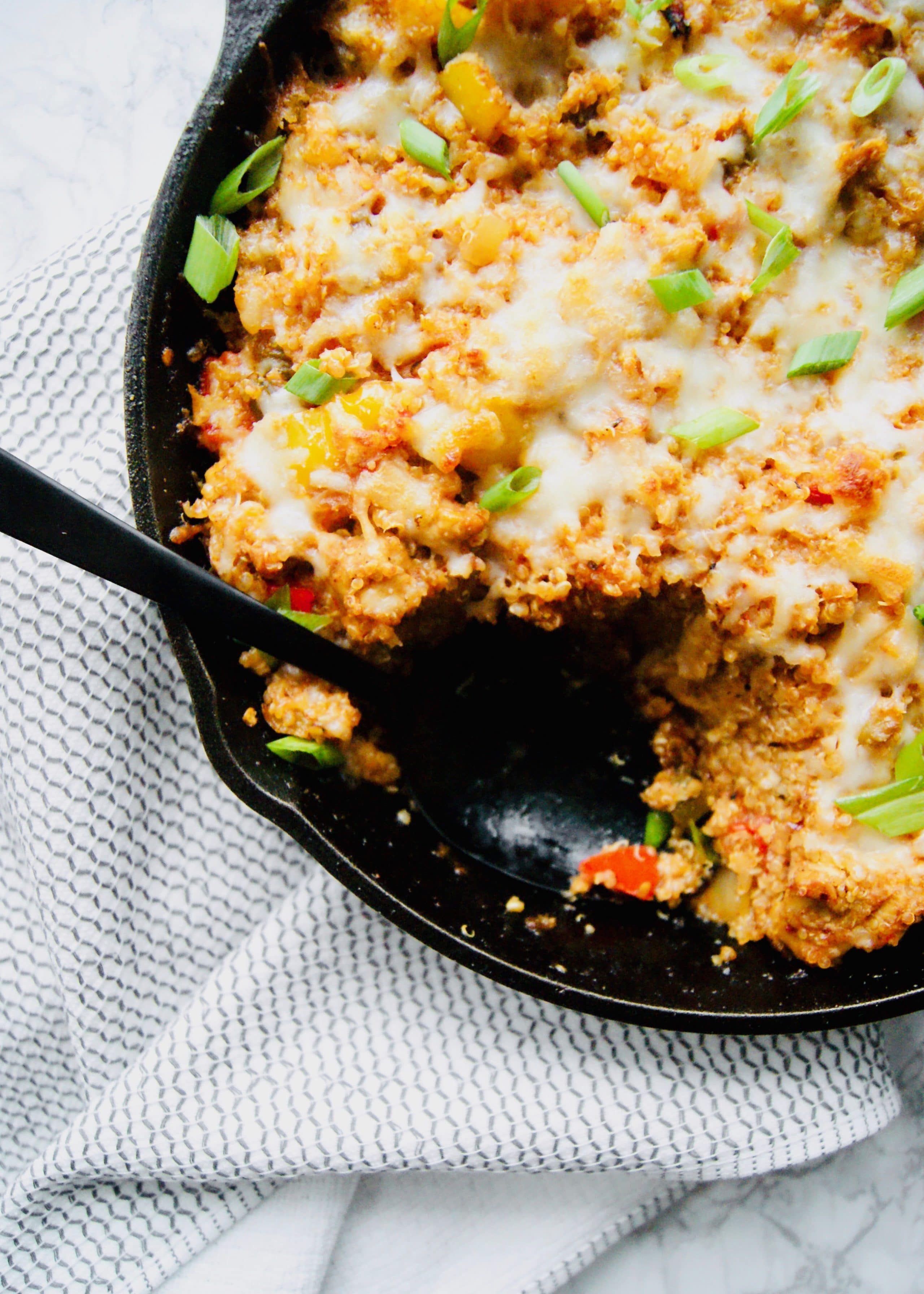 Fajita-chicken-quinoa-bake-with-piece-missing