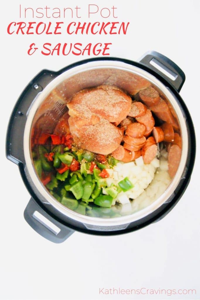 Instant Pot Creole Chicken and Sausage with text