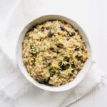Instant Pot Mushroom Risotto is creamy and easy to make. Let the Instant Pot do all the work! Just a 7 minute cook time for this creamy mushroom risotto. Recipe at KathleensCravings.com #instantpot #risotto #instantpotrisotto #kathleenscravings #mushroomrisotto