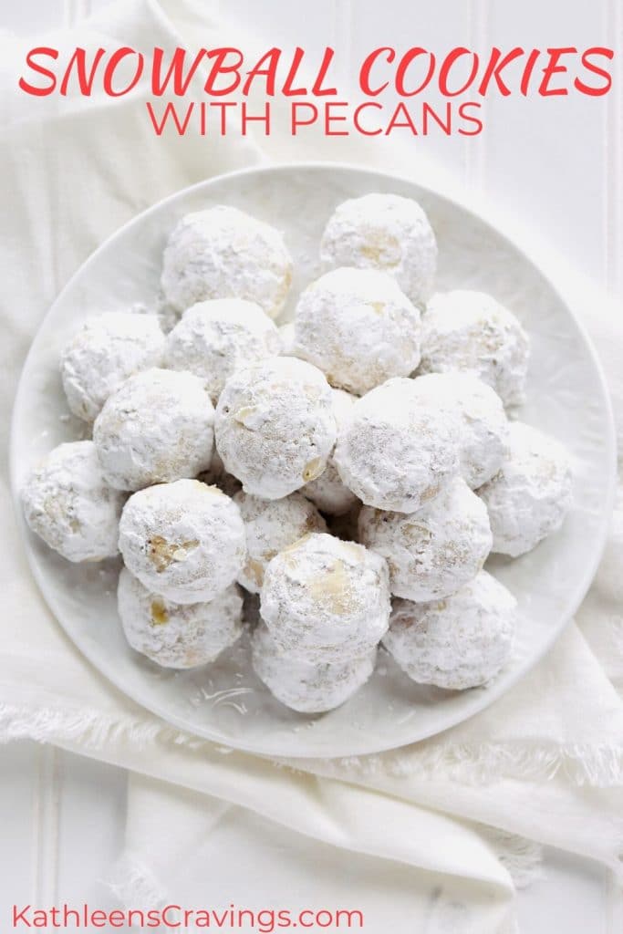 Snowball Cookies with Pecans with text