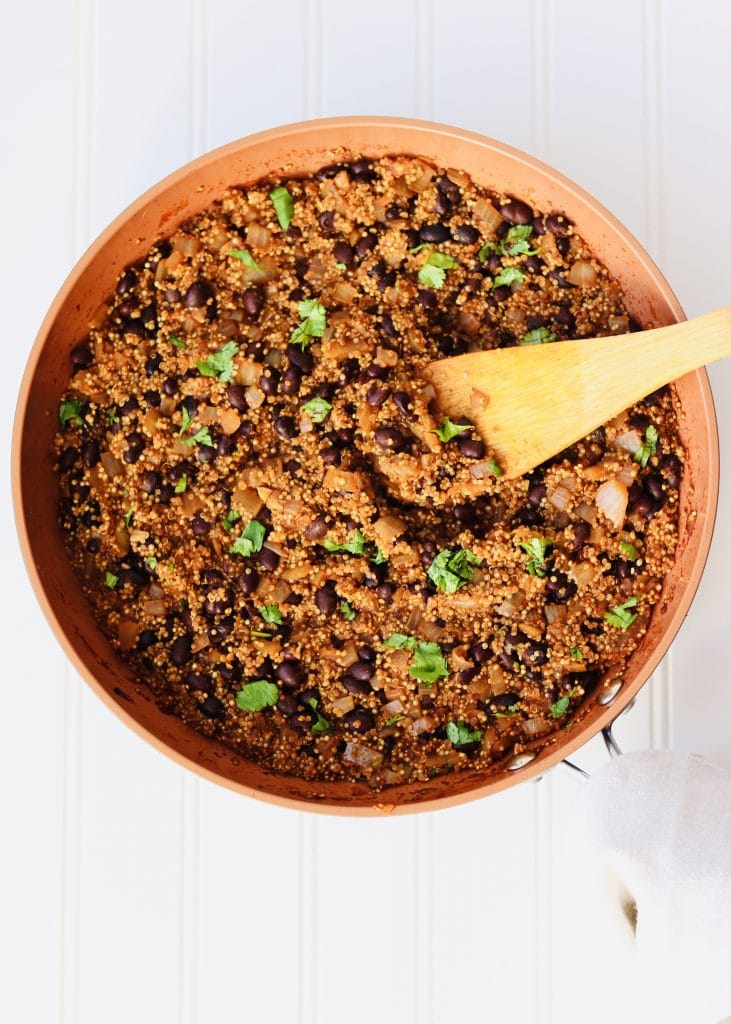 Quinoa Black Bean Taco filling in skillet 3