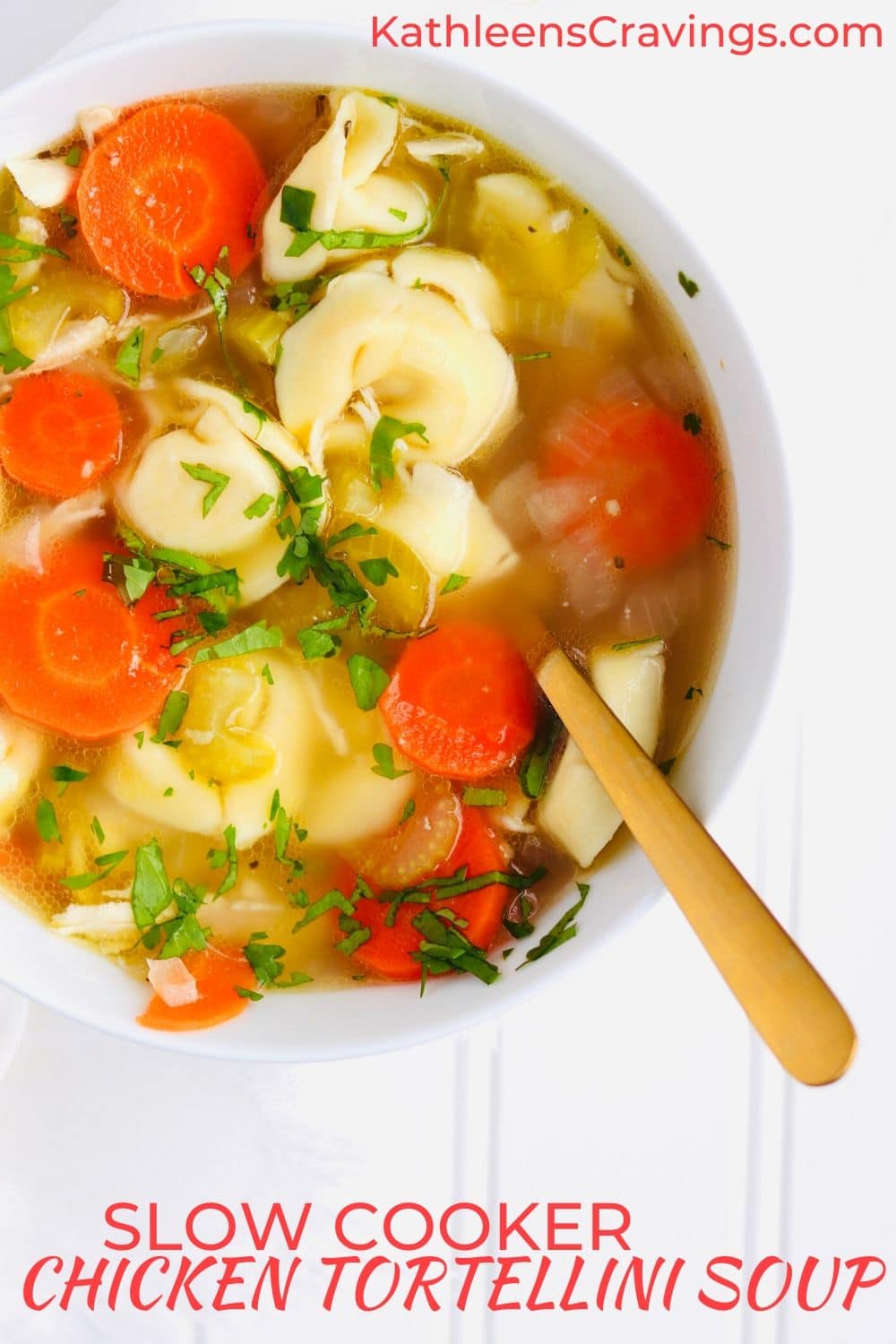 Slow Cooker Chicken Tortellini Soup with text