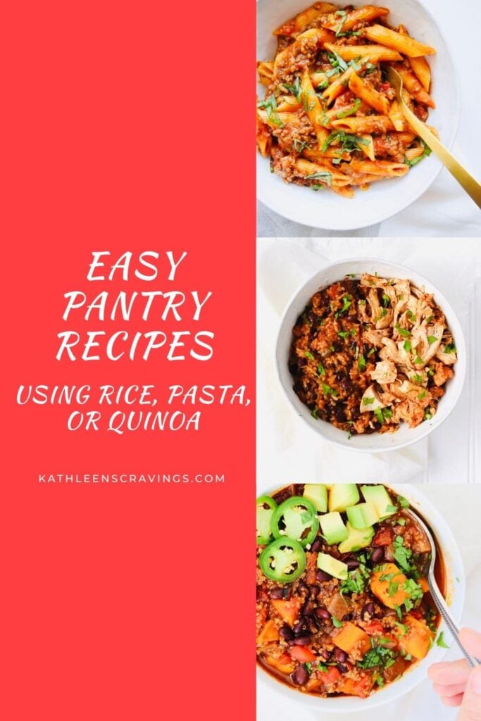 Easy Pantry recipes using rice, pasta, or quinoa