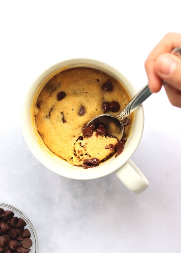 Mug chocolate chip cookie made in the microwave