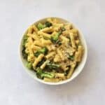 Broccoli carbonara pasta in bowl