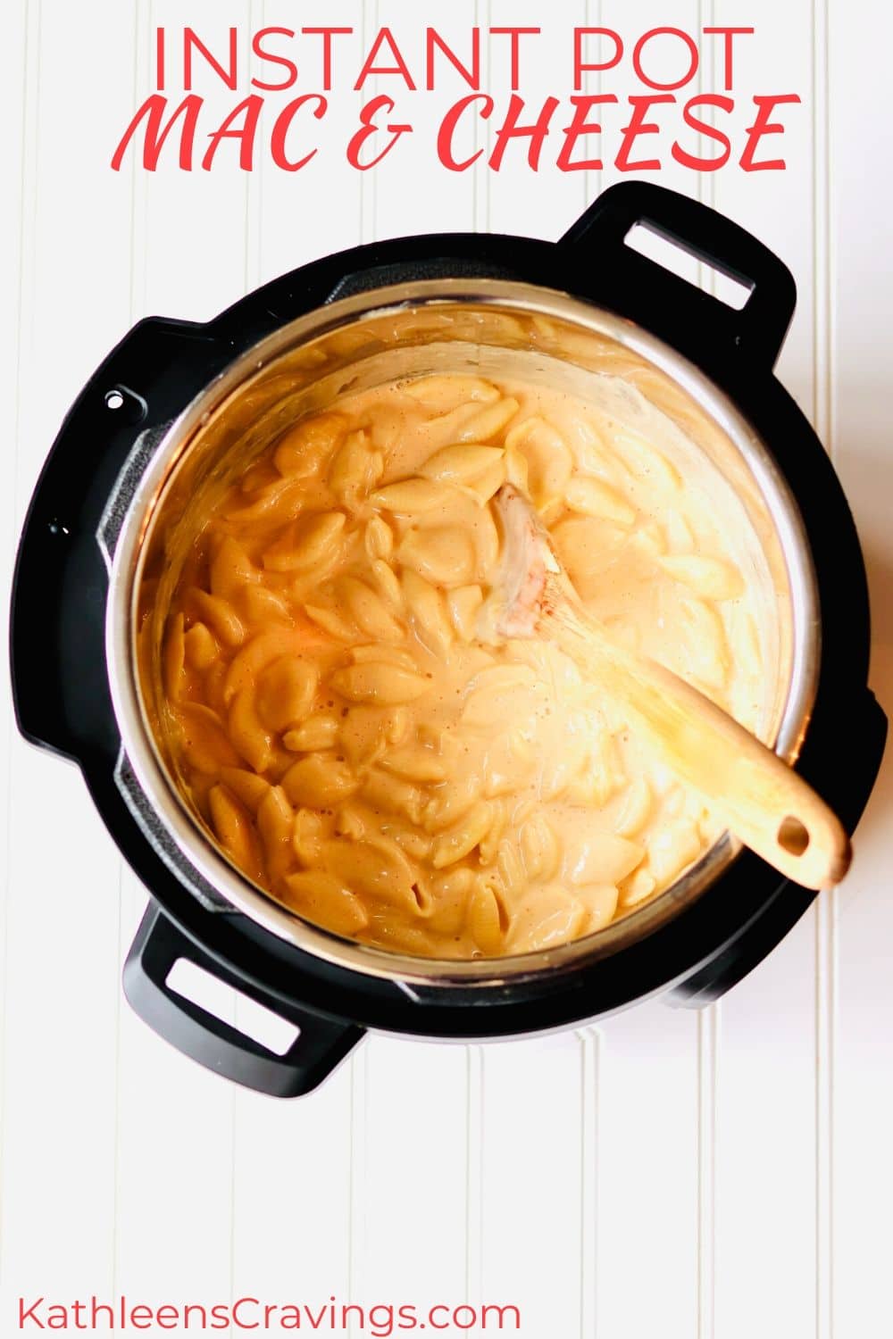 Mac and cheese in the Instant Pot with text overlay