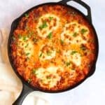 Cheesy sausage baked gnocchi in skillet