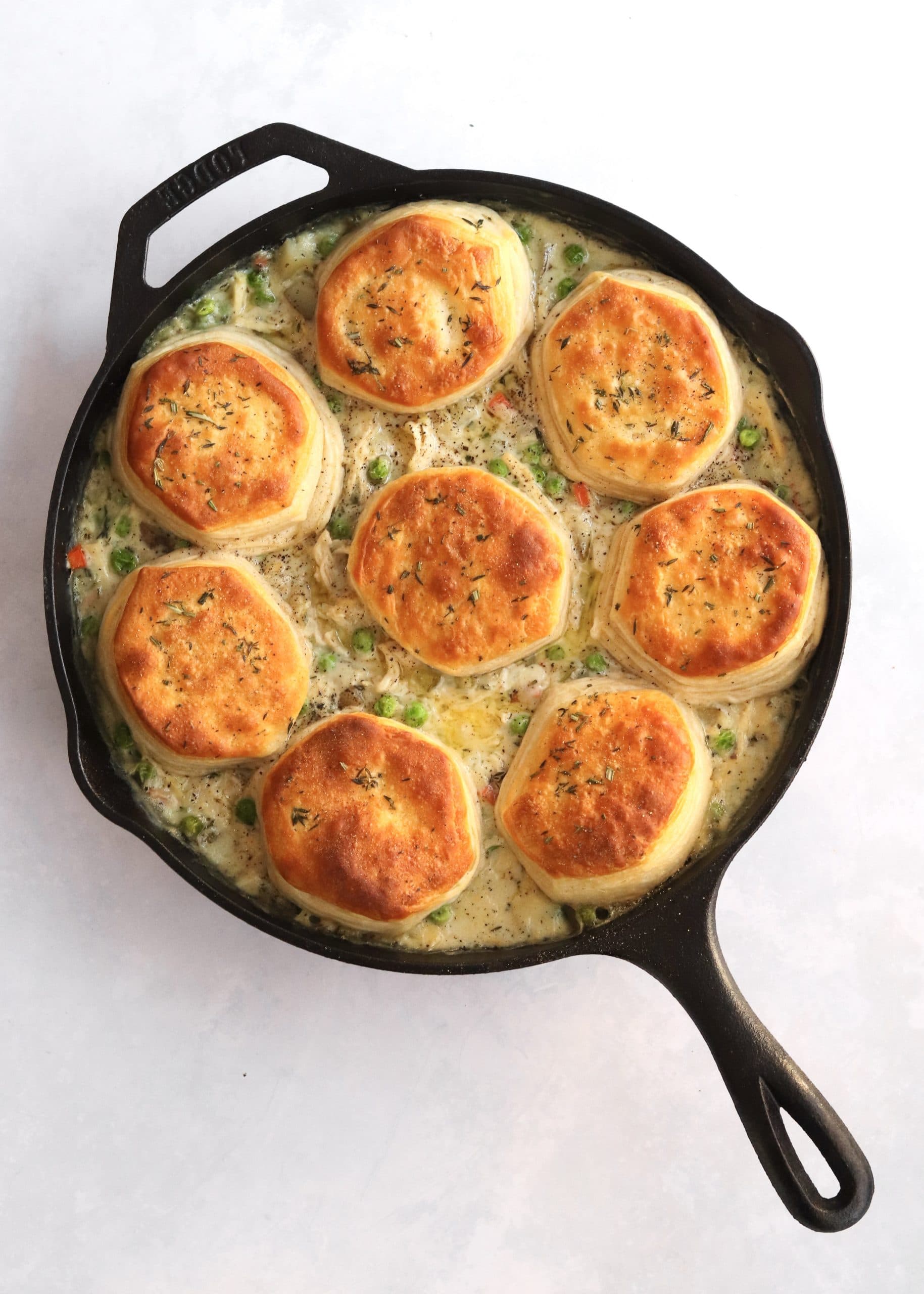 Baked turkey pot pie with biscuits