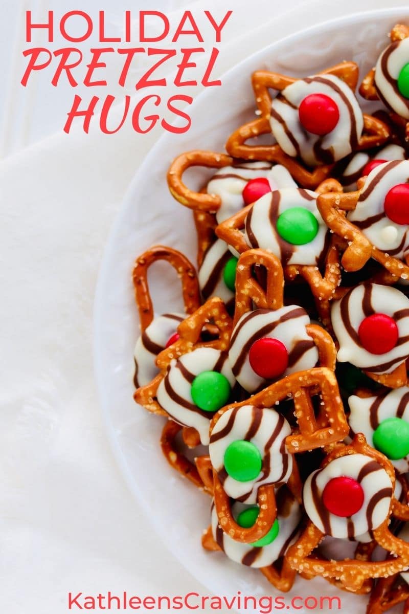 christmas pretzels with red and green m&ms