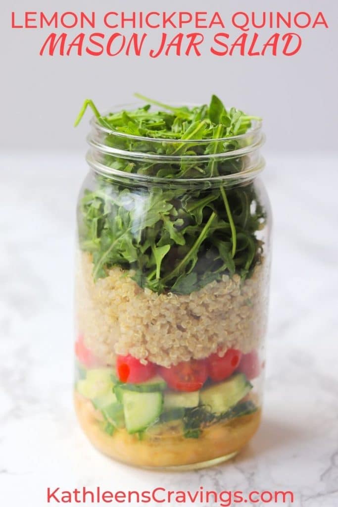 Vegan chickpea mason jar salad for healthy meal prep