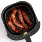 cooked bacon in an air fryer