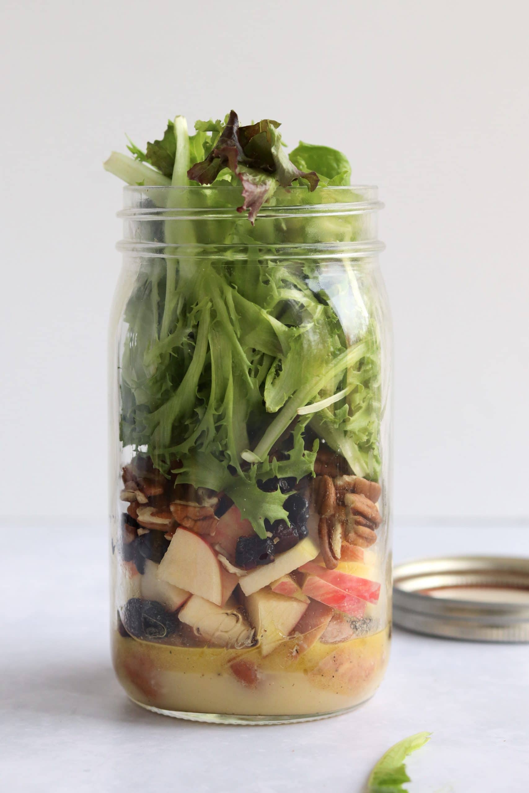chicken apple salad in a jar