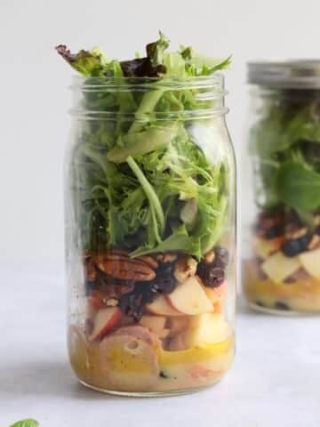 chicken apple salads in mason jars