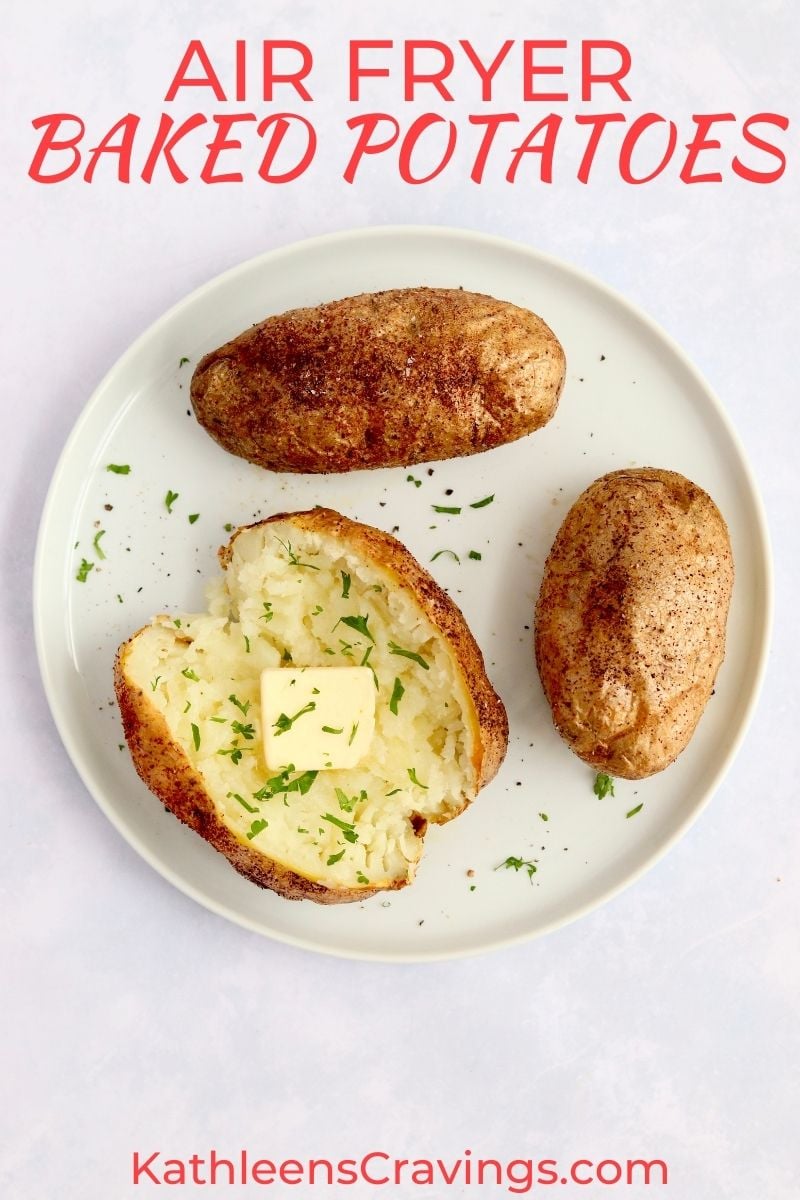 Air Fryer baked potatoes on a plate