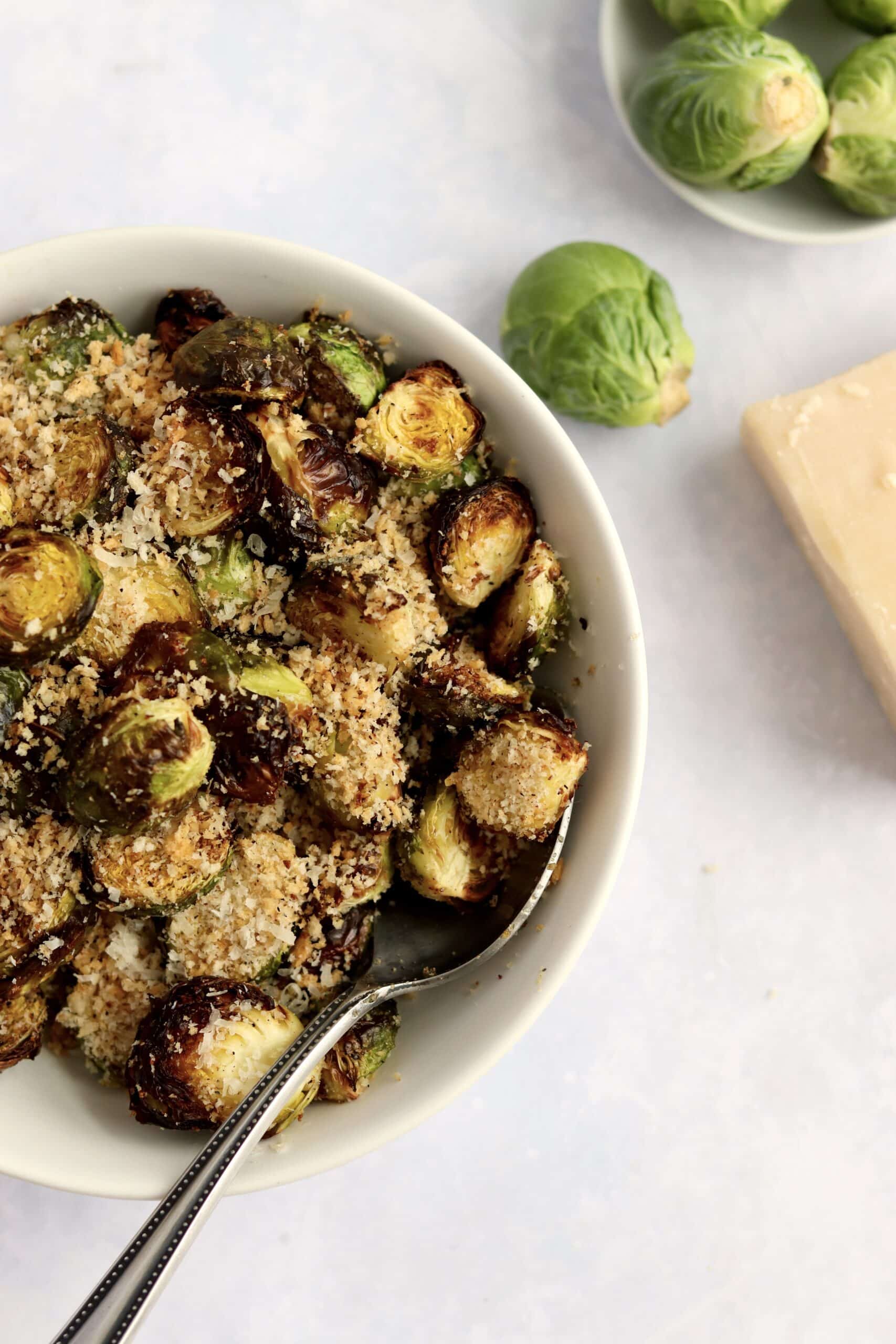 Air Fryer Brussels sprouts with parmesan
