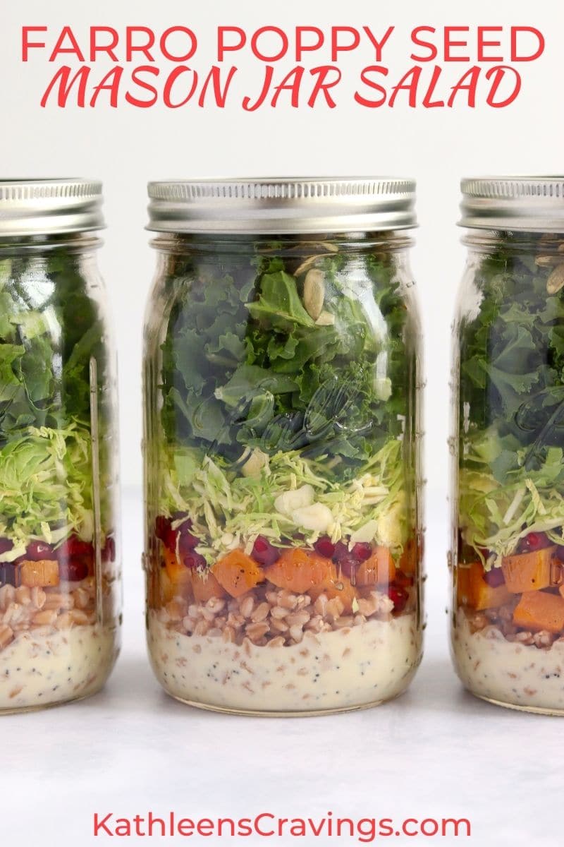 Farro poppy seed mason jar salads