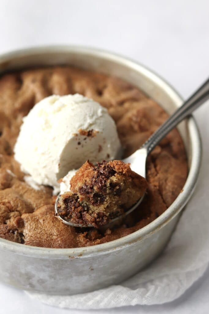 Chocolate chip cookie skillet with ice-cream