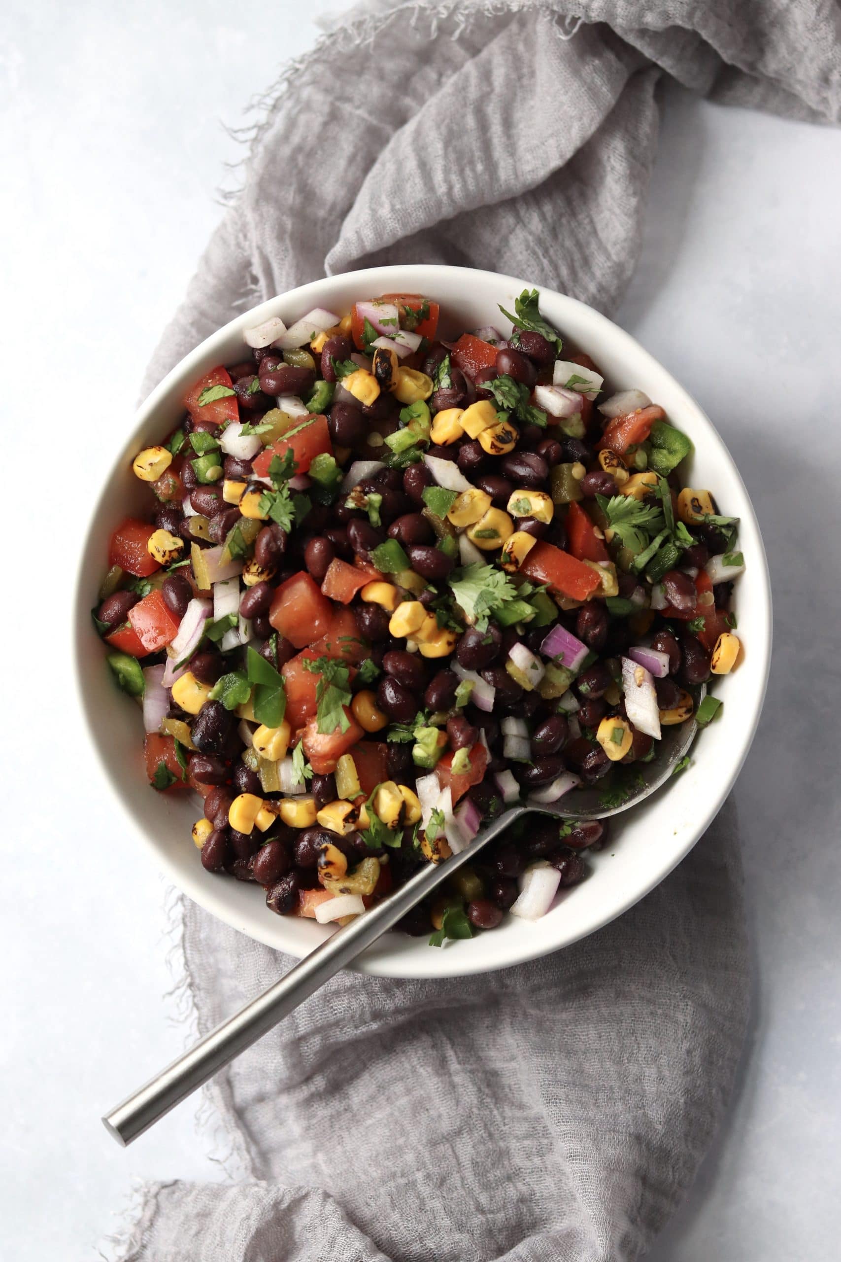 Black bean salsa with corn in a bowl