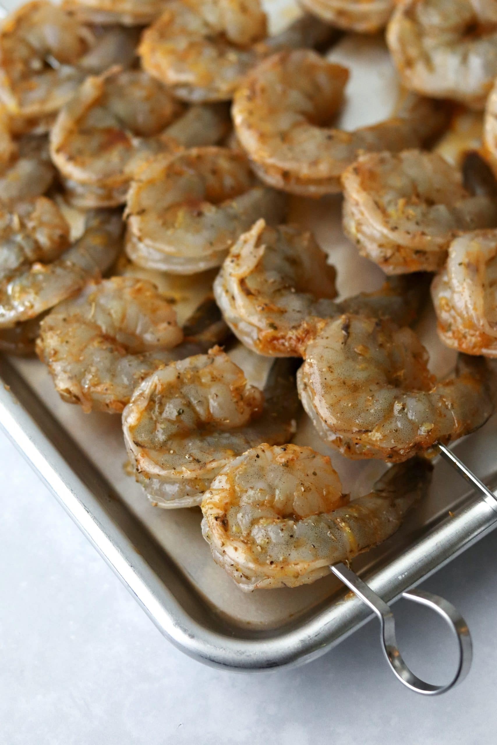 raw shrimp skewers