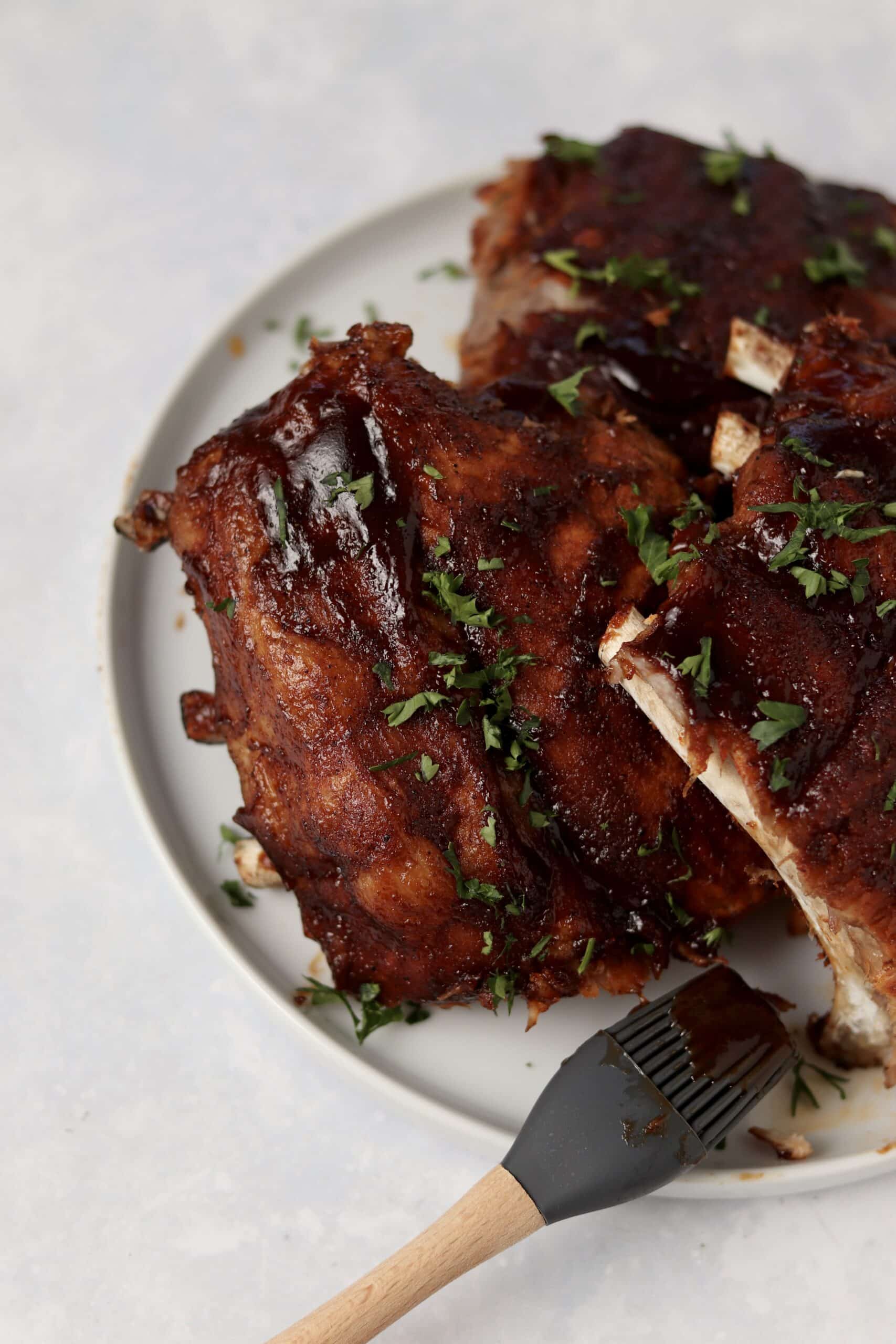 Instant Pot BBQ Ribs on a plate