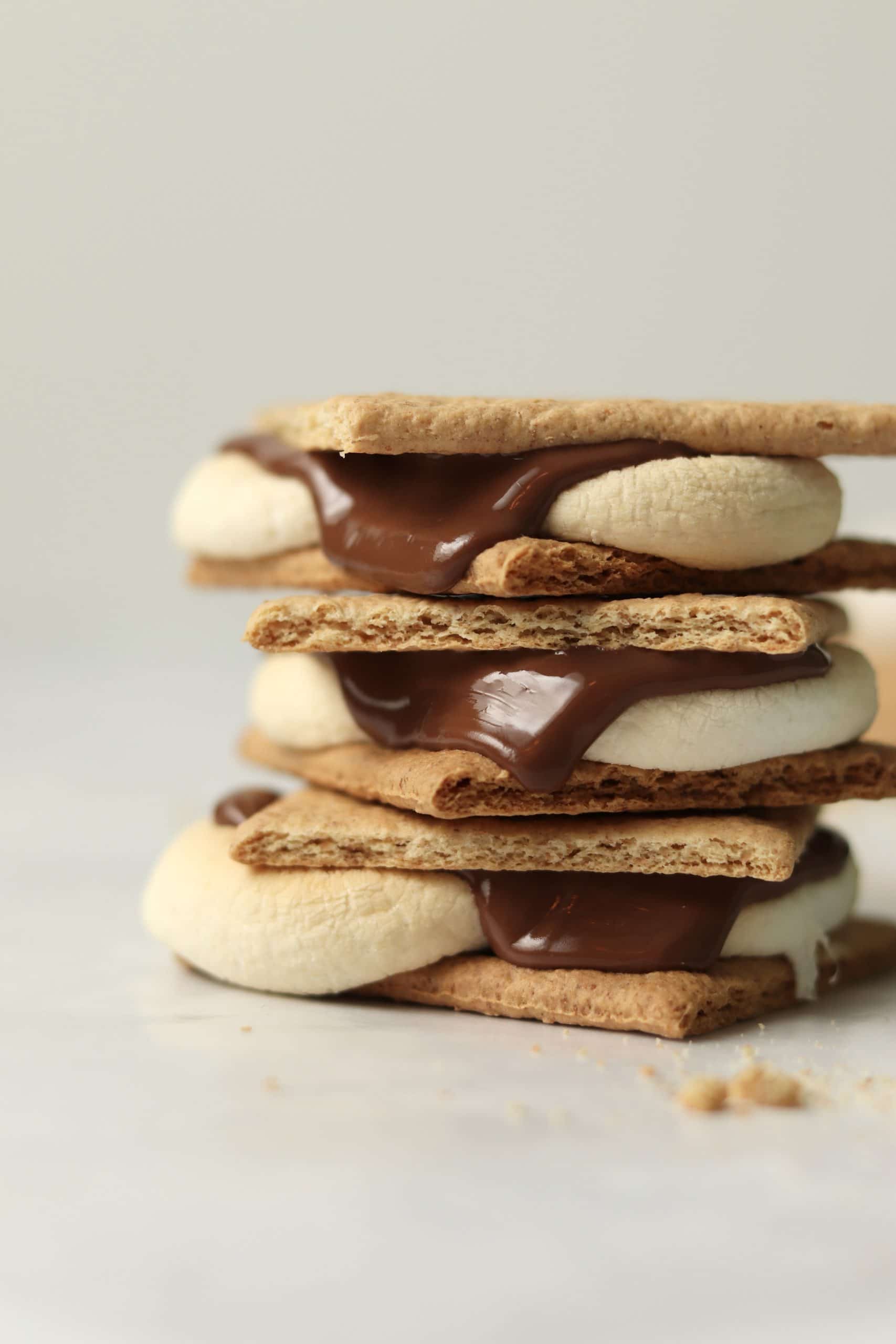 air fryer s'mores in a stack.