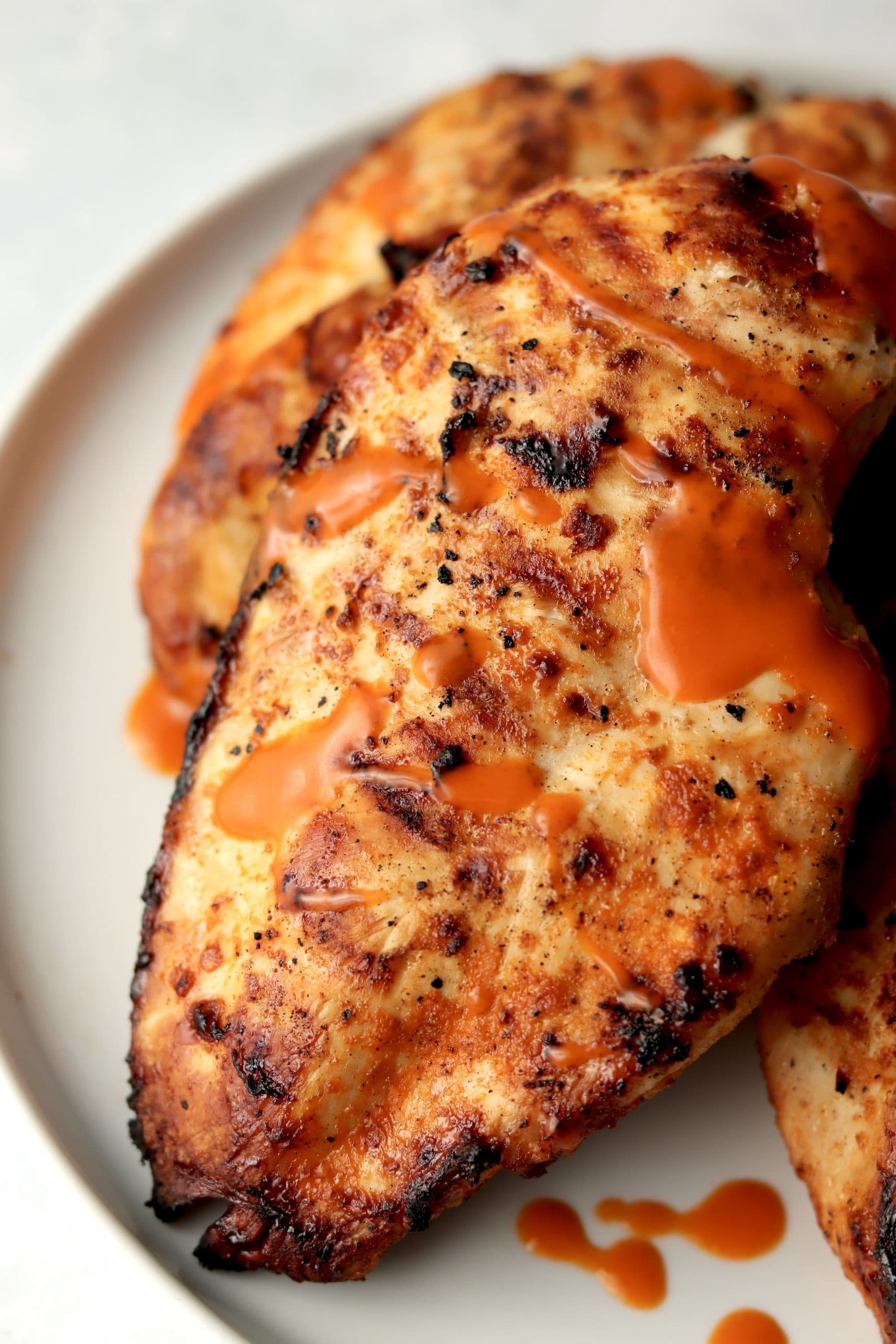 Grilled chicken breast with buffalo sauce