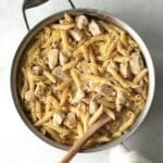one-pot lemon chicken pasta in a pan