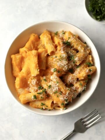 butternut squash pasta with Parmesan Cheese