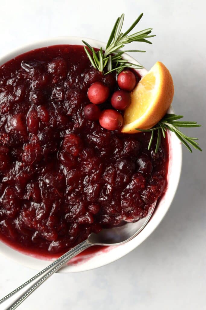 Thanksgiving cranberry sauce in bowl