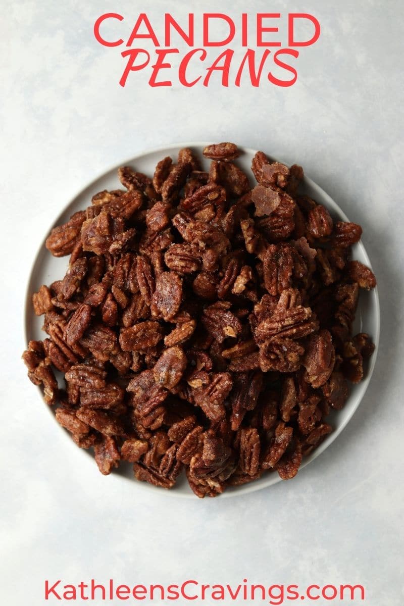 stovetop candied pecans on a plate