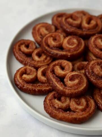 plate of baked palmier cookies