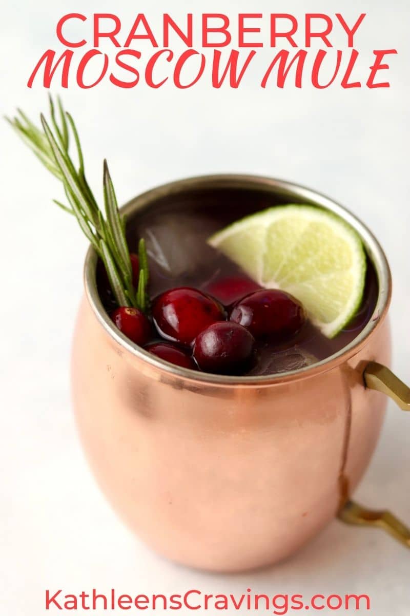 cranberry Moscow mule in copper mug