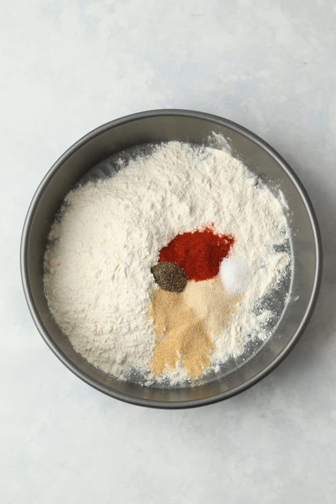 flour and spices in pan