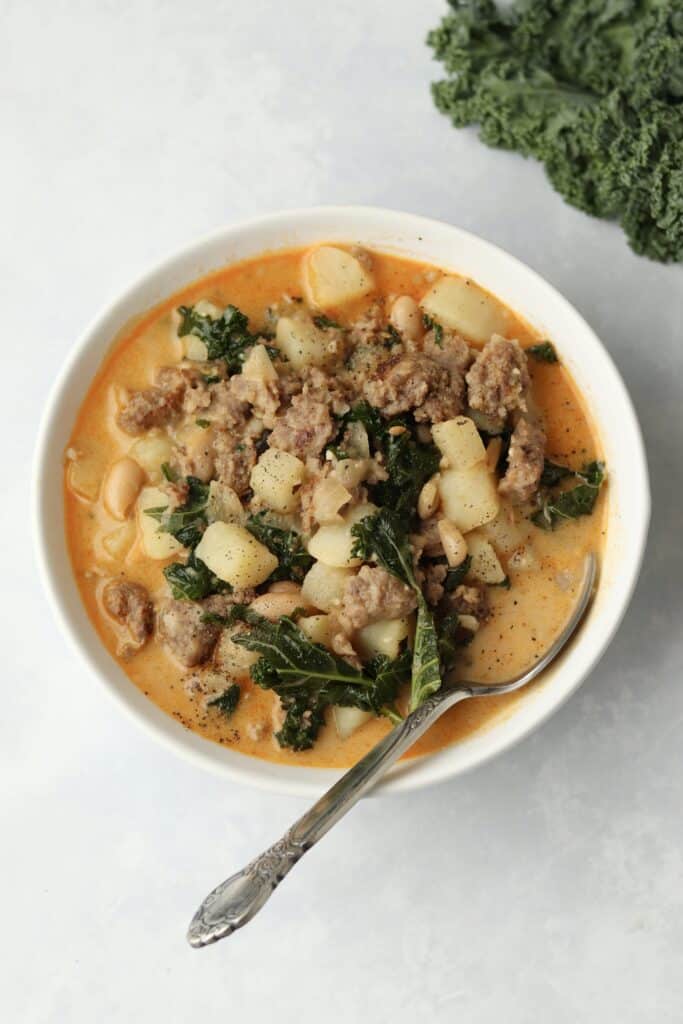 creamy sausage soup with kale