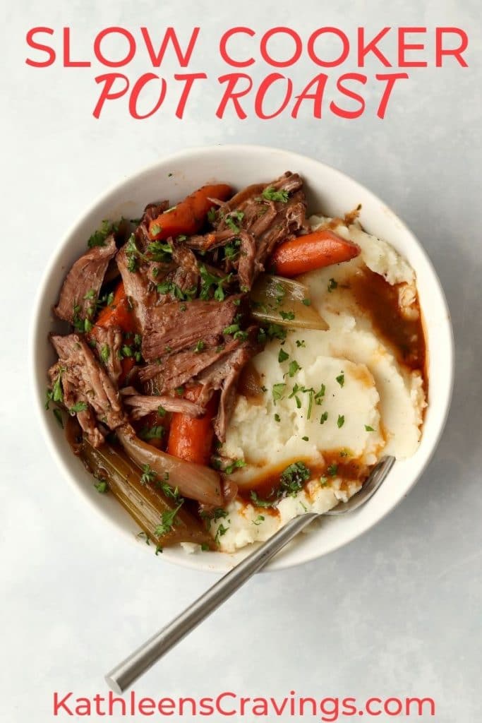 pot roast with mashed potatoes in a bowl