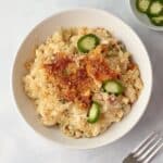 bowl of jalapeño bacon Mac and cheese