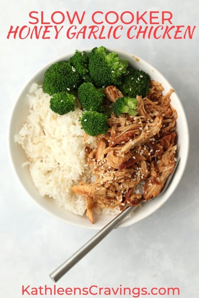 shredded sesame chicken with rice and broccoli