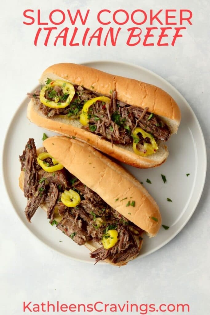 Italian beef sandwiches on a plate