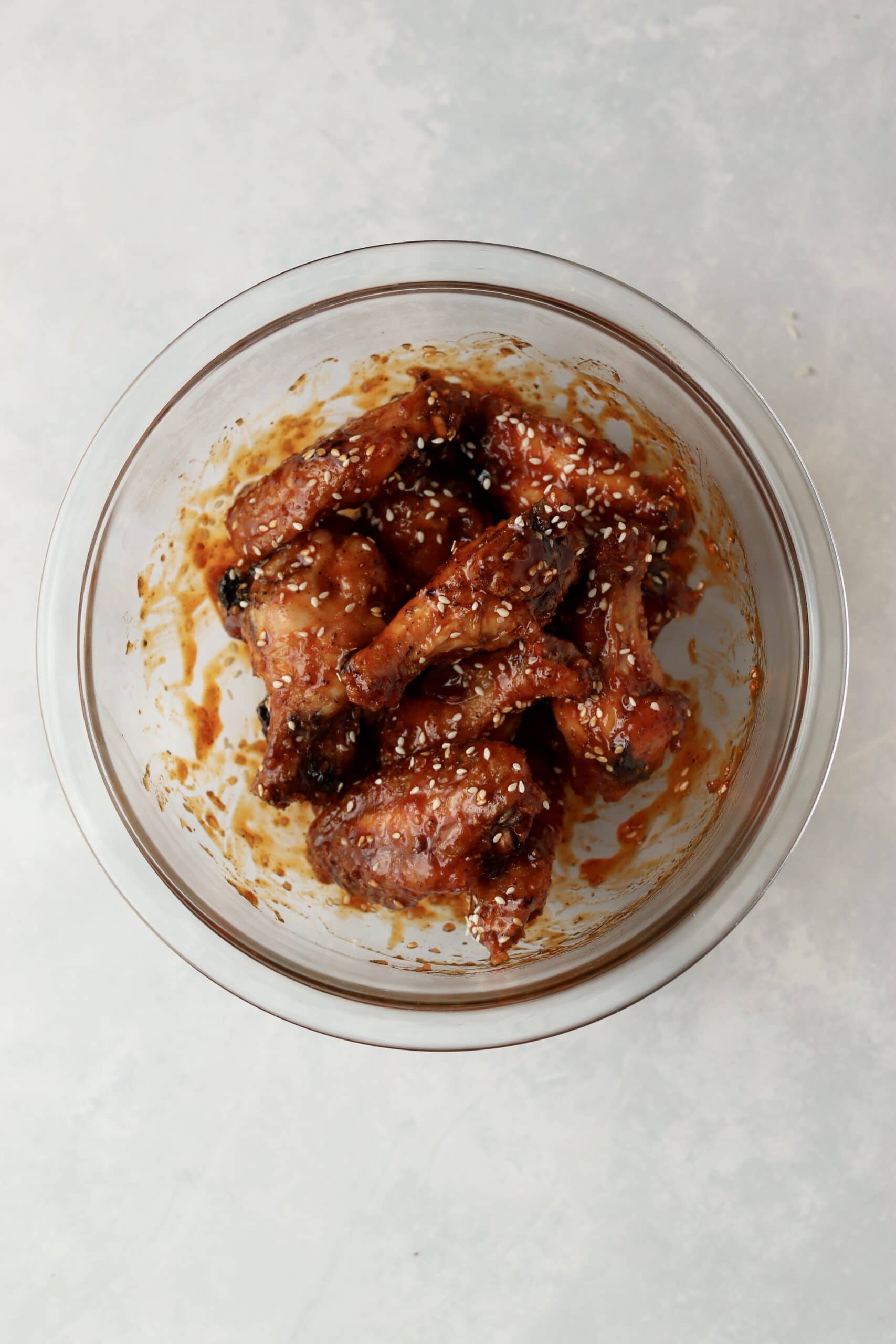 baked Korean chicken wings in bowl