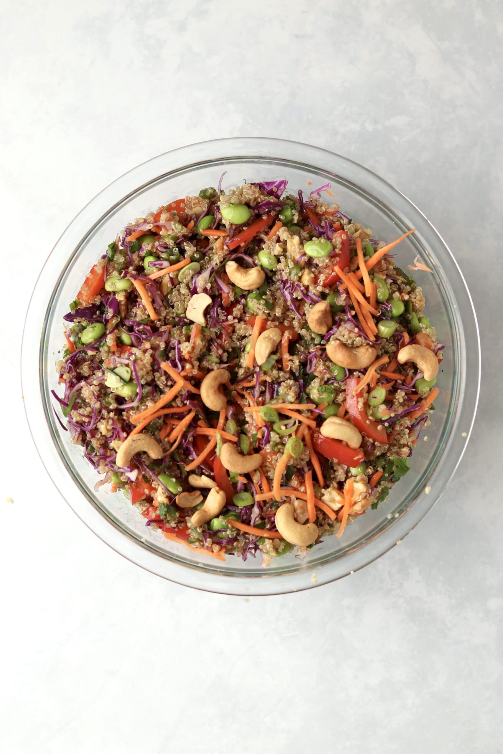 tossed quinoa veggie salad with cashews