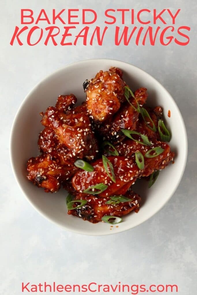 baked sticky Korean chicken wings in a bowl