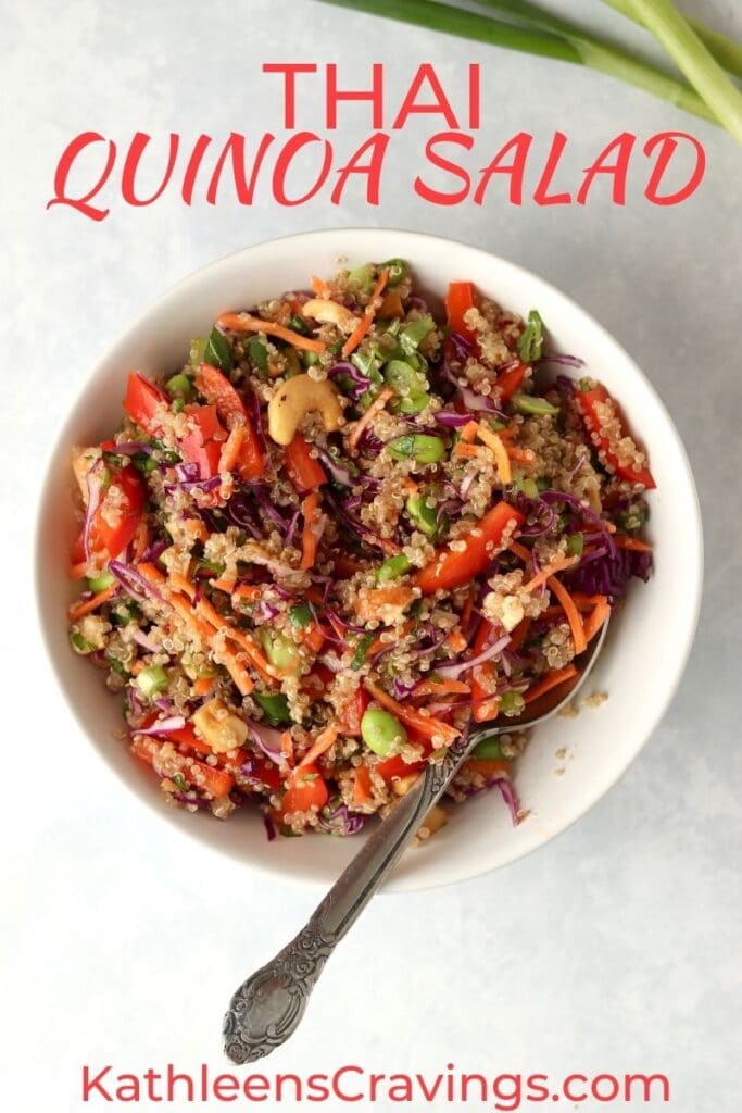 thai quinoa salad in bowl