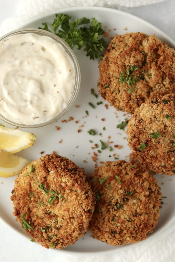 air fryer crab cakes on a plate