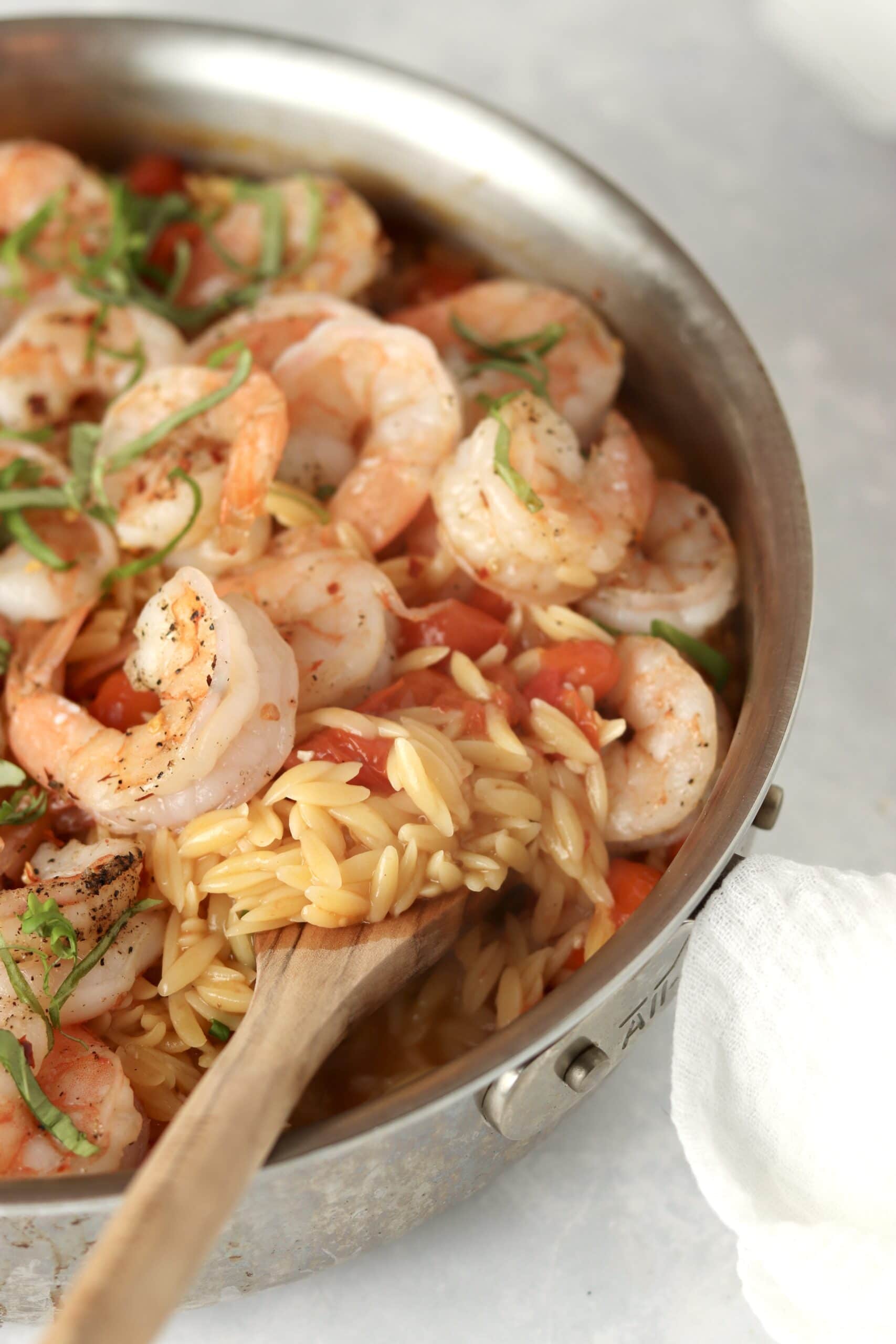 one pot orzo with shrimp and tomatoes