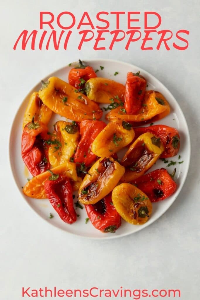 roasted mini sweet peppers on a plate
